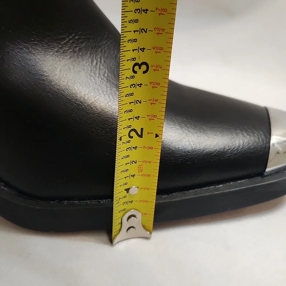 Truffle Collection Black Silver Western Steel Toe Ankle Boots (W Size 38)